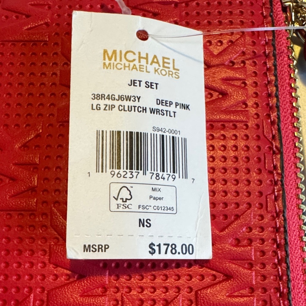 Michael Kors Jet Set Vibrant Deep Pink Wristlet Clutch NWT - Picture 5 of 5